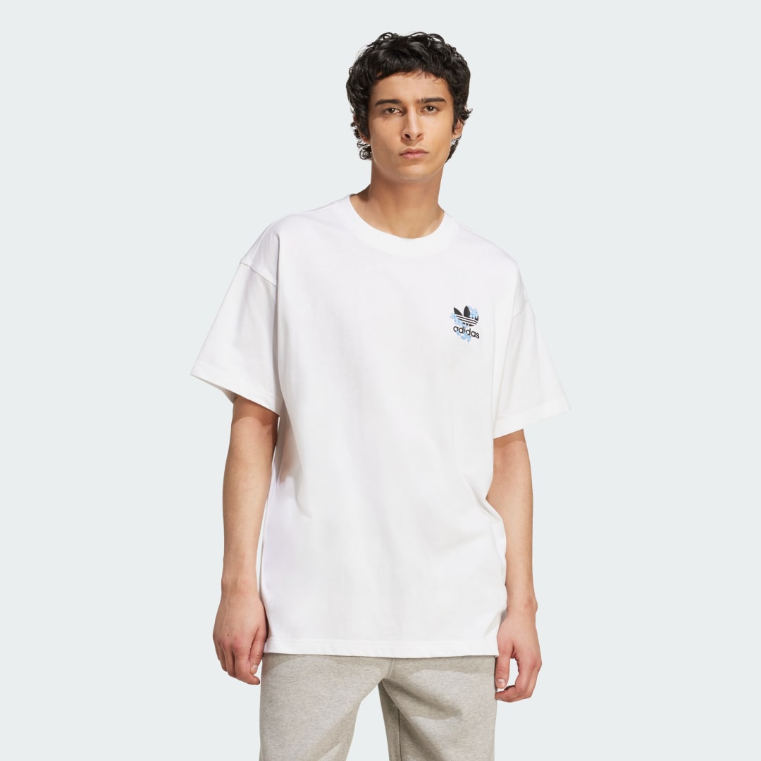 Tričko adidas Performance Florals Logo Oversized T-Shirt Biela | KE6586, 0