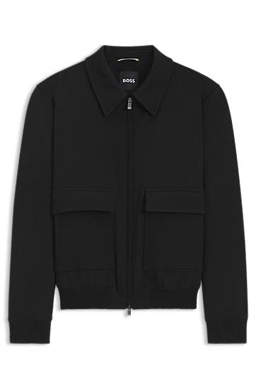 Sveter BOSS Zip-up Knit Jacket Čierna | 50547088