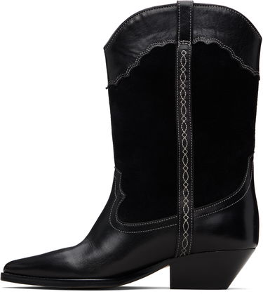 Tenisky a topánky ISABEL MARANT Isabel Marant Duerto Western-Style Leather and Suede Boots with Contrast Stitching Čierna | BO0003FD-D1A25S, 2