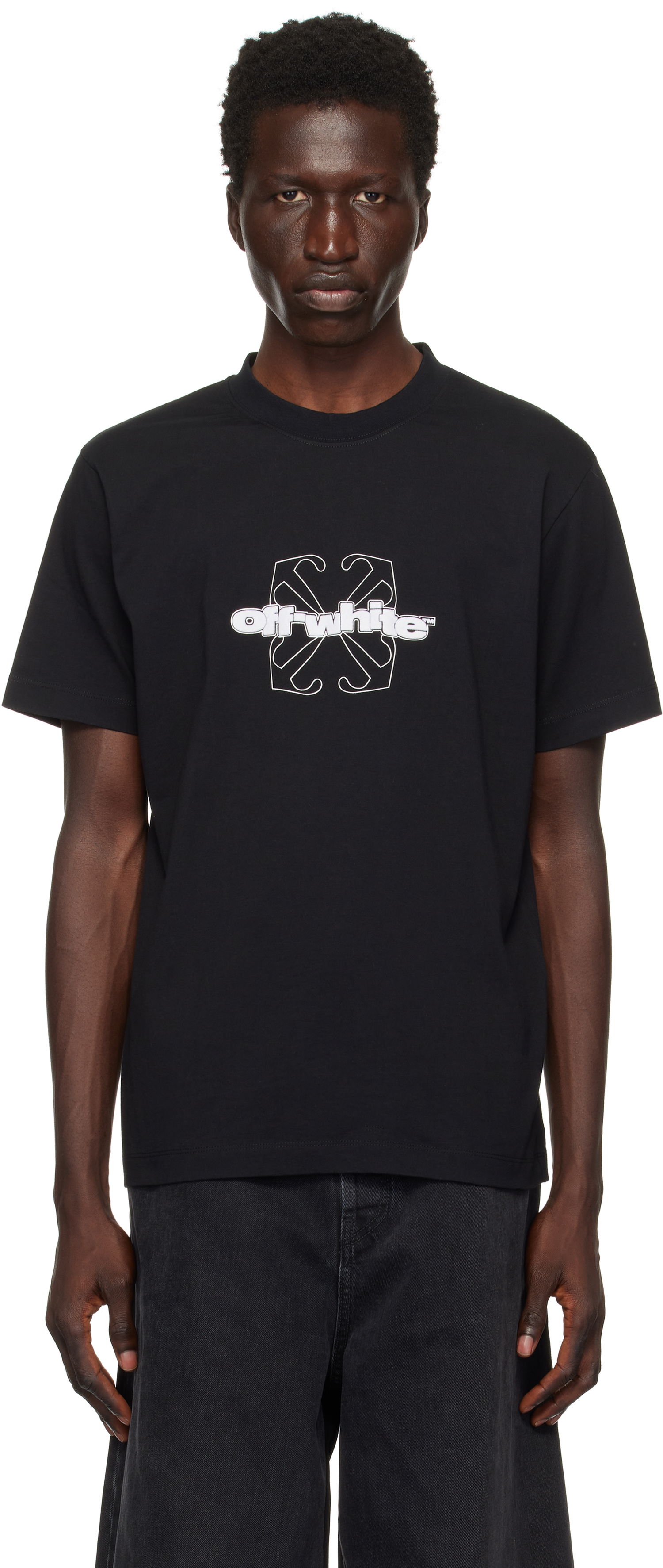 Tričko Off-White Slim Flock Arrow T-Shirt Čierna | OMAA027F24JER0071001, 0