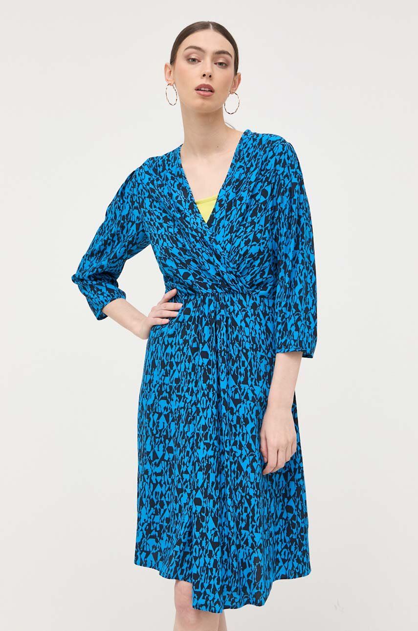 Šaty BOSS Wrap-front V-neck Dress with Seasonal Print Navy | 50498062, 0
