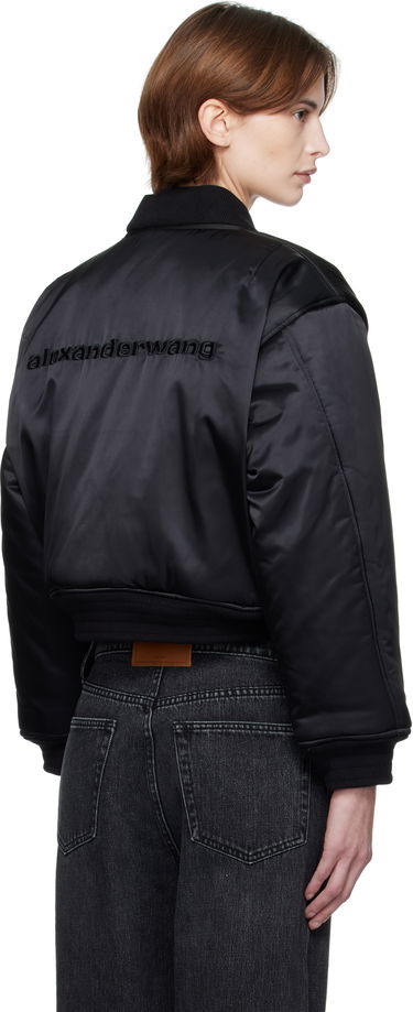 Bomber bunda Alexander Wang Alexander Wang Logo-Embroidered Cropped Bomber Jacket Čierna | 1WC1253278, 2
