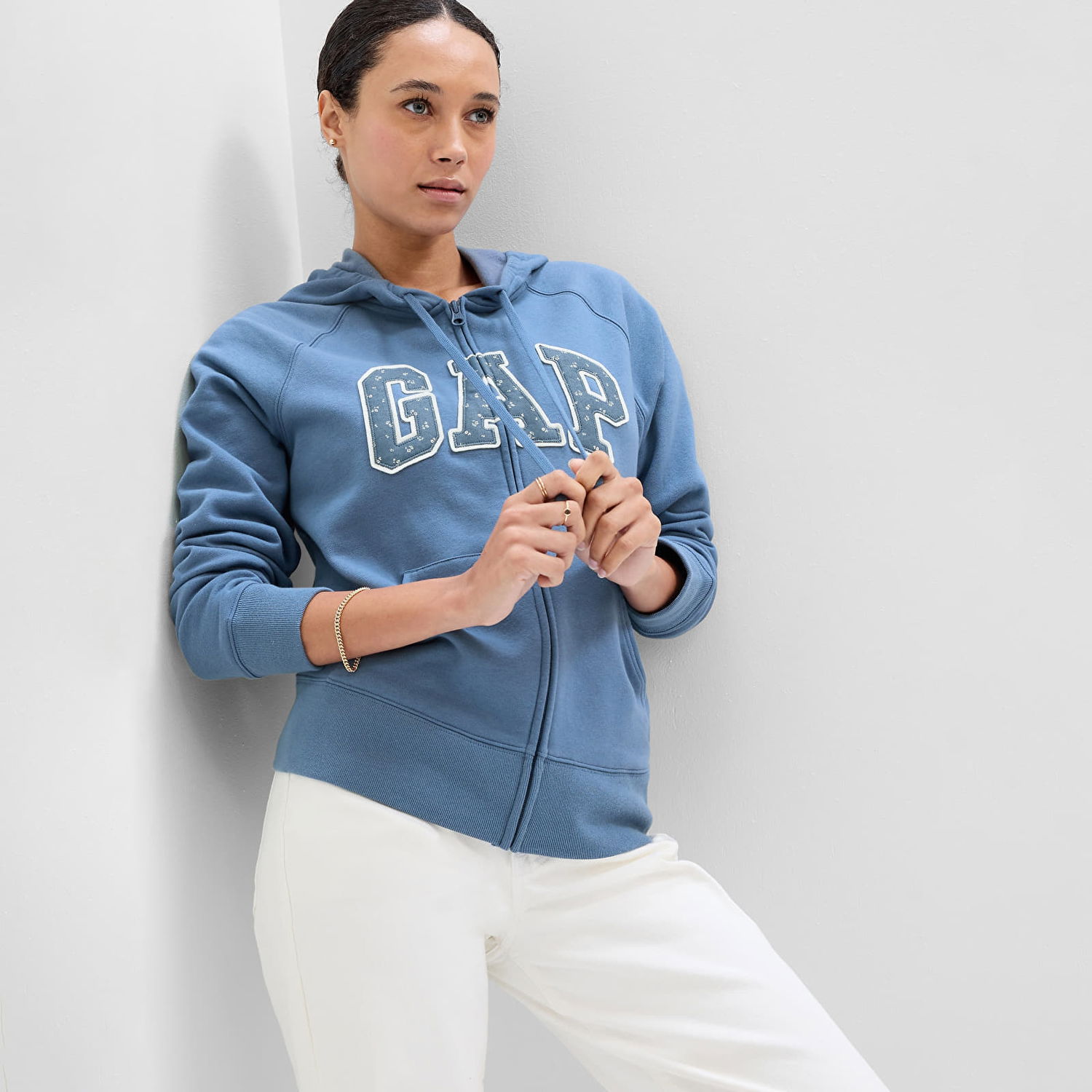 Mikina GAP Logo Fullzip Hoodie Bainbridge Blue Flora Modrá | 794962-00, 0