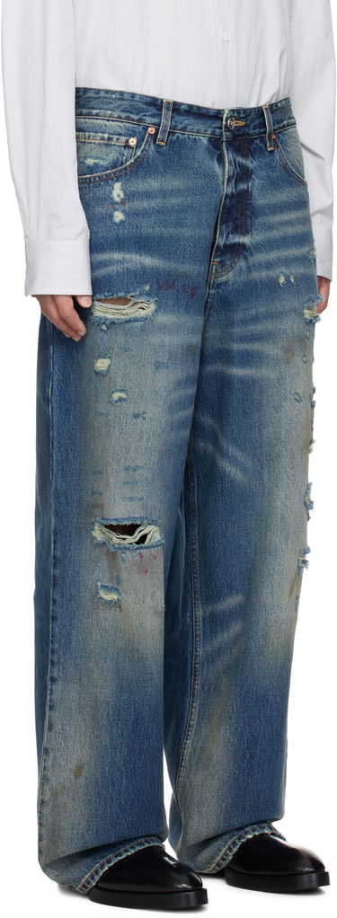 Džínsy VETEMENTS Vetements Distressed Baggy Jeans Modrá | UA66PA590N, 1