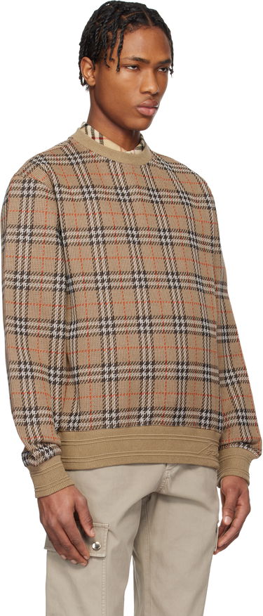 Sveter Burberry Burberry Check Cotton Blend Sweater Hnedá | 8102882, 1