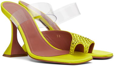 Doplnky Amina Muaddi Amina Muaddi Paloma Crystal Slipper Heeled Sandals Žltá | PALOMA CRYSTAL SLIPPER CL SATIN, 3