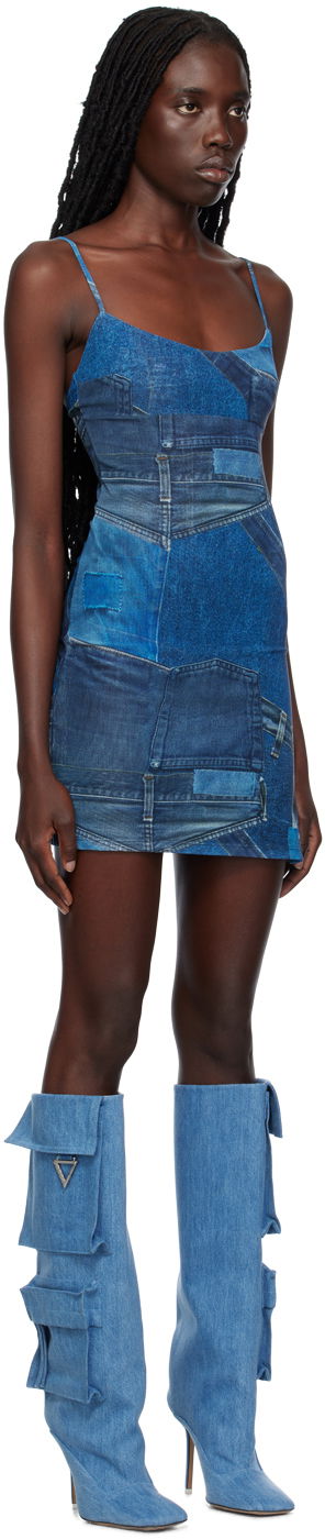 Šaty Miaou Miaou Anya Denim Print Mini Dress Modrá | 5026PM1DEN, 1
