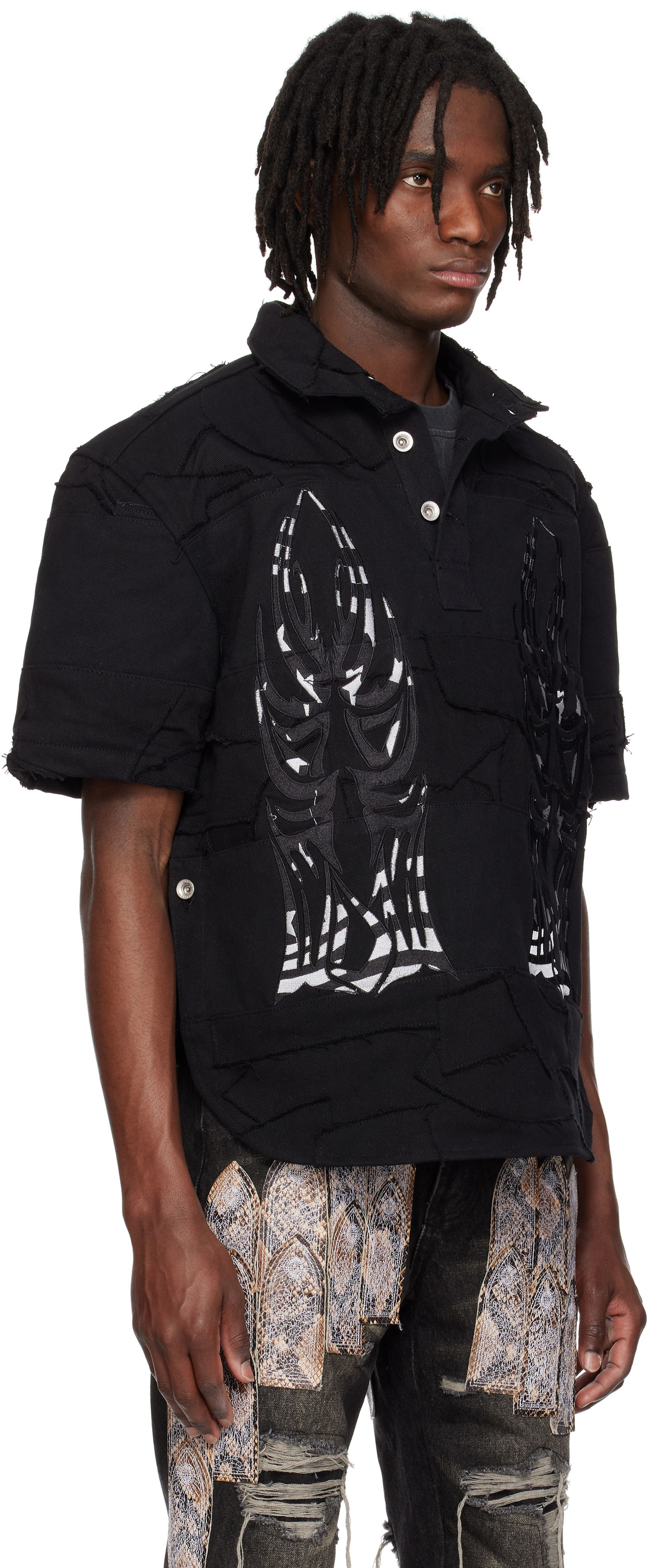 Polo tričko Who Decides War Who Decides War 'WDW' Winged Denim Polo Čierna | 1110580002SS25, 1