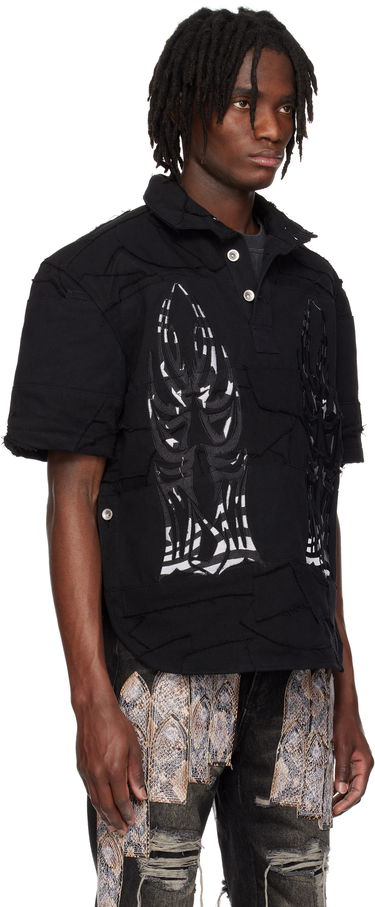 Polo tričko Who Decides War Who Decides War 'WDW' Winged Denim Polo Čierna | 1110580002SS25, 1