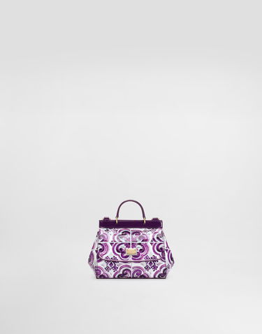 Kabelka Dolce & Gabbana Dolce & Gabbana Sicily Polished Calfskin Handbag with Majolica Print Fialová | EB0003AQ975I03TN, 0