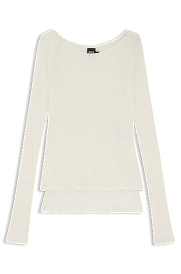 Dres BOSS Double-layered jersey top in sheer jersey Biela | 50553548