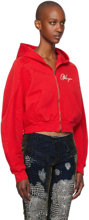 Mikina Ottolinger Ottolinger Multiline Zip Cropped Hoodie Červená | 1150202621, 1