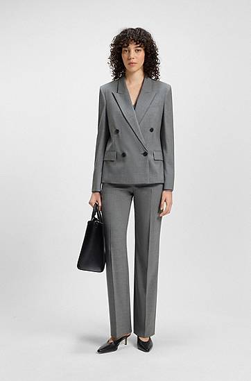 Nohavice BOSS Relaxed-Fit Virgin Wool Trousers Šedá | 50542004, 1