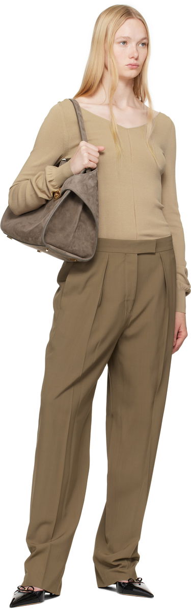 Nohavice FERRAGAMO Ferragamo Inverted Pleats Trousers Zelené | 782662, 3