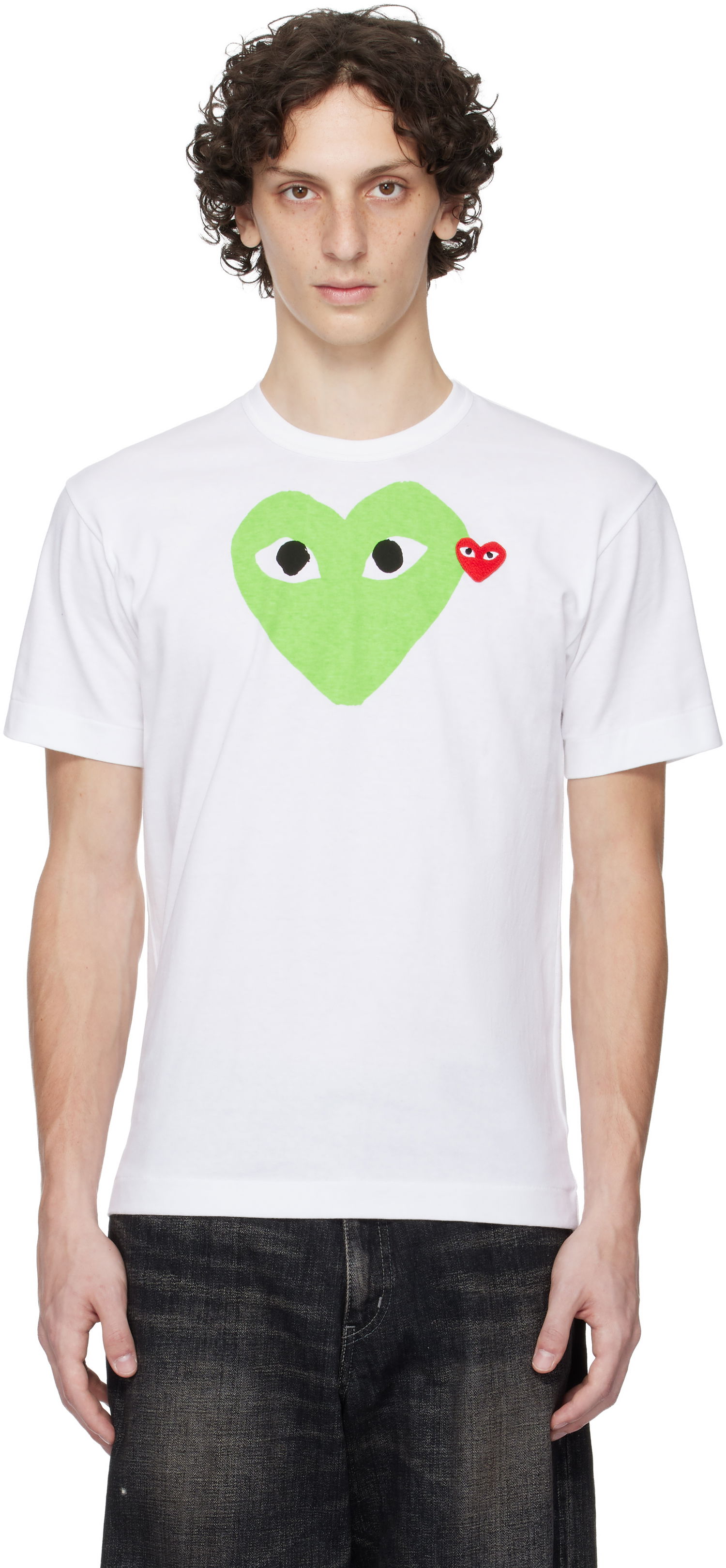 Tričko Comme des Garçons Play Pastel Heart & Emblem Tee Biela | AX-T106-051, 0