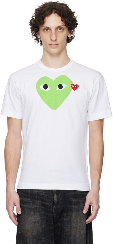 Tričko Comme des Garçons Play Pastel Heart & Emblem Tee Biela | AX-T106-051, 0