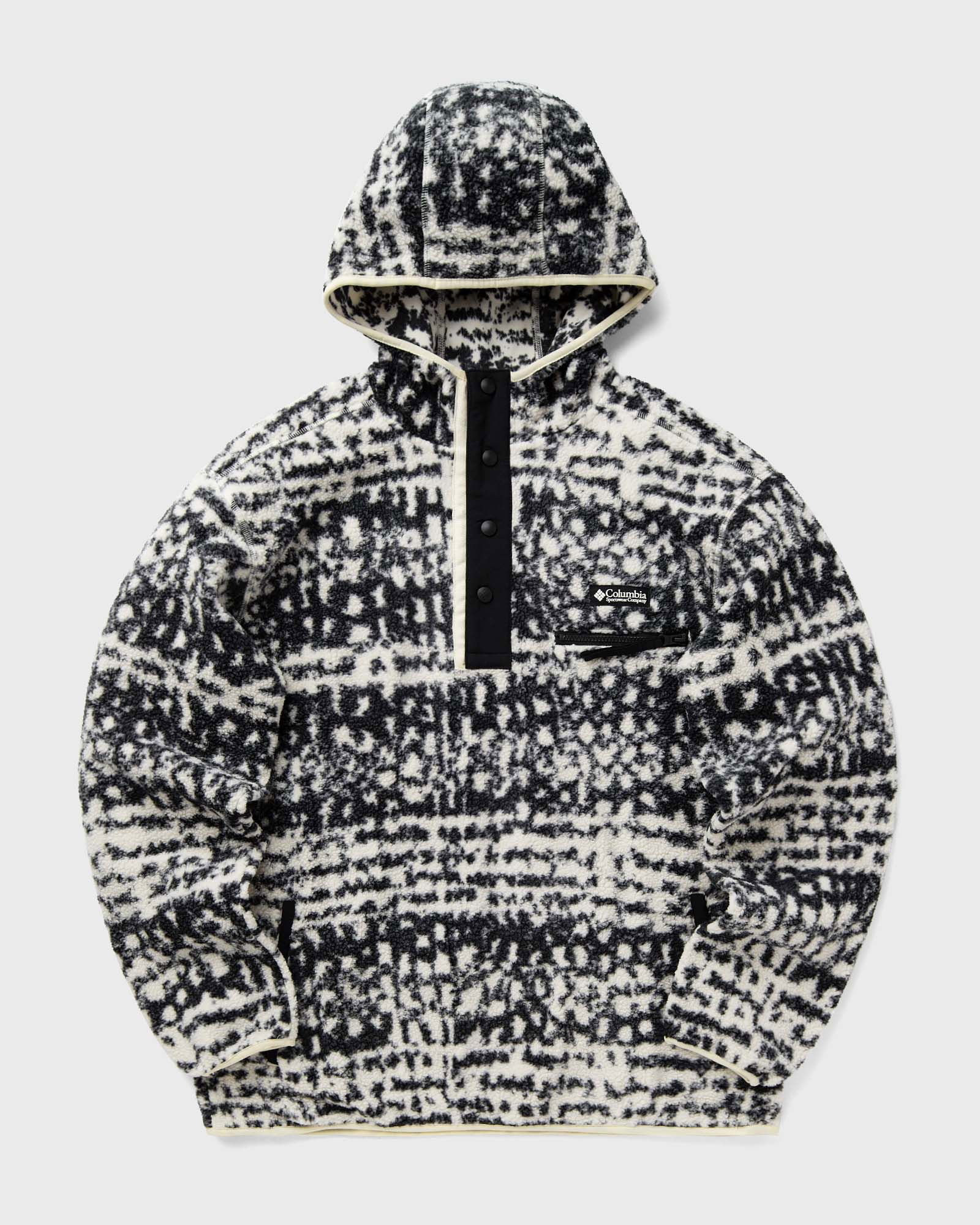 Printed Fleece Hoodie with Half-Zip Closure