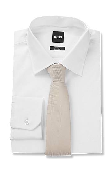 Šál BOSS Jacquard Tie with Micro-Pattern Béžová | 50538878, 1