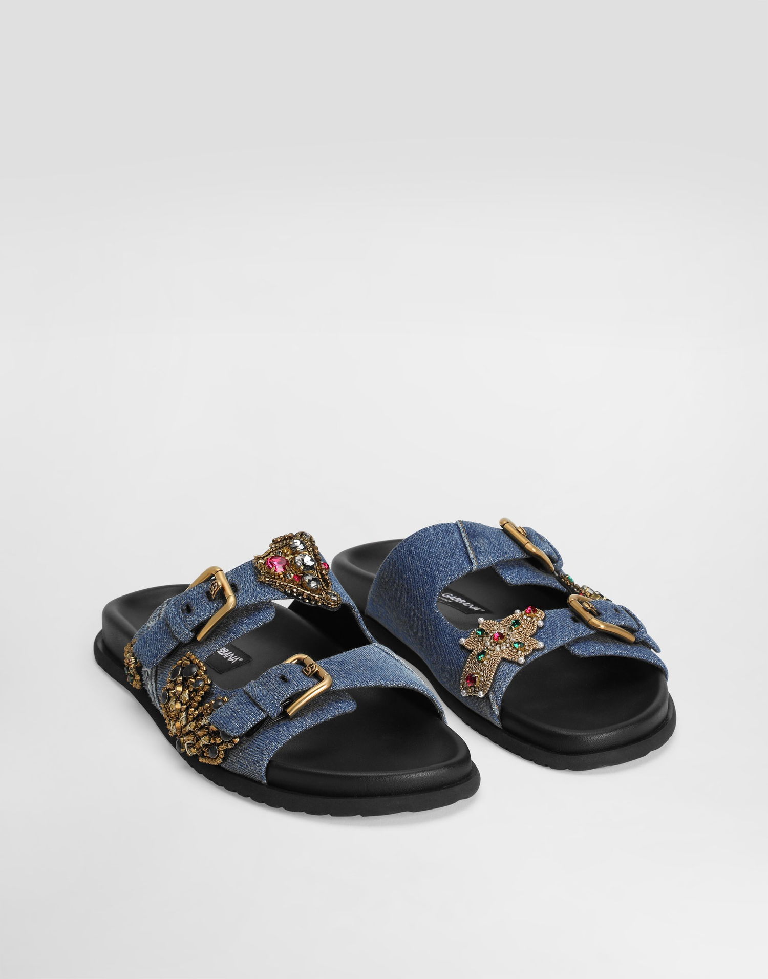 Doplnky Dolce & Gabbana Dolce & Gabbana Embroidered Denim Slides Modrá | CQ0664AN6248C609, 1