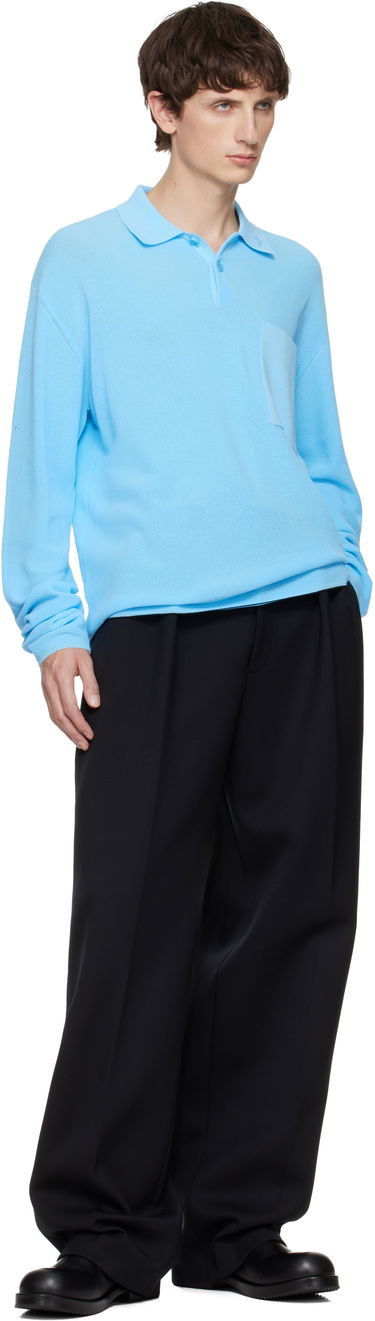 Polo tričko Jacquemus Long-Sleeve Polo 'Le Polo Tricot' with Chest Pocket Modrá | 25HPOM00603AK00274, 3