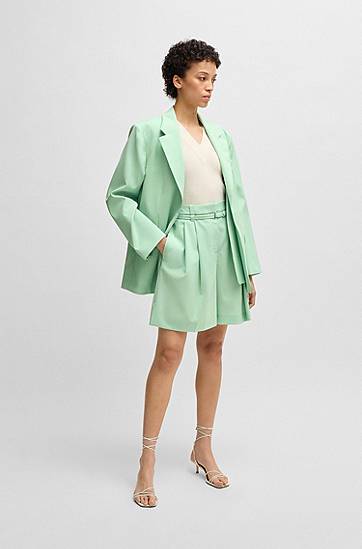 Šortky BOSS Regular-Fit Virgin Wool Culottes Zelené | 50537395, 1