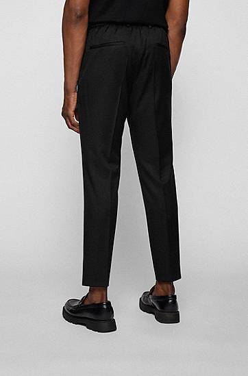 Nohavice BOSS Slim-Fit Virgin-Wool Serge Trousers Čierna | 50469169, 1