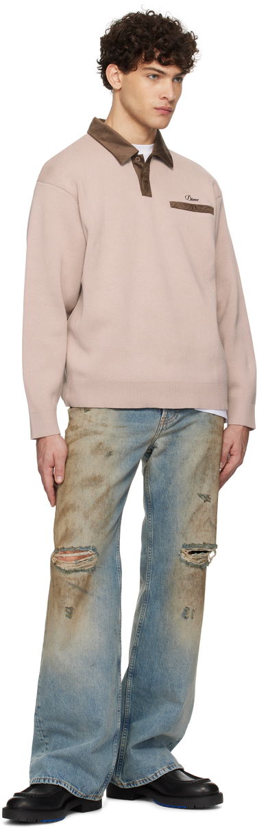 Polo tričko Dime Corduroy Collar Rugby Long Sleeve Polo Béžová | DIMEHO248MOC, 3
