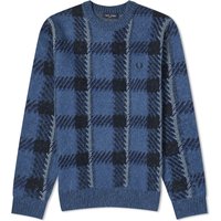 Sveter Fred Perry Glitch Tartan Crew Jumper Navy | K6532-963, 1