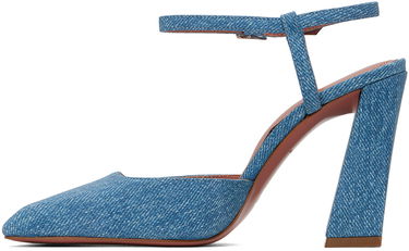 Tenisky a topánky Amina Muaddi Suede Printed Denim Heels Modrá | CHARLOTTE PUMP BLOCK PRINTED, 2