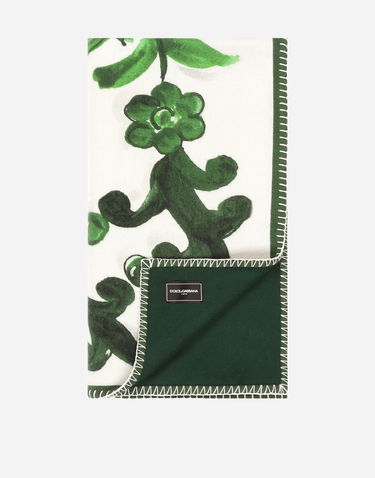Home decor Dolce & Gabbana Dolce & Gabbana Silk And Wool Floral Scroll Blanket Zelené | TCE012TCAB6UV013, 1