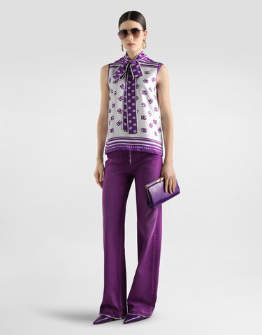 Košeľa Dolce & Gabbana Dolce & Gabbana DG Logo Silk Twill Sleeveless Top Fialová | F7AN7THI1Z5HA9AP, 1