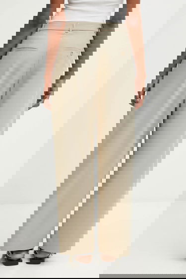 Nohavice MAISON KITSUNÉ Double Pleated Wide High Waist Pants Béžová | PW01106WT3019, 2