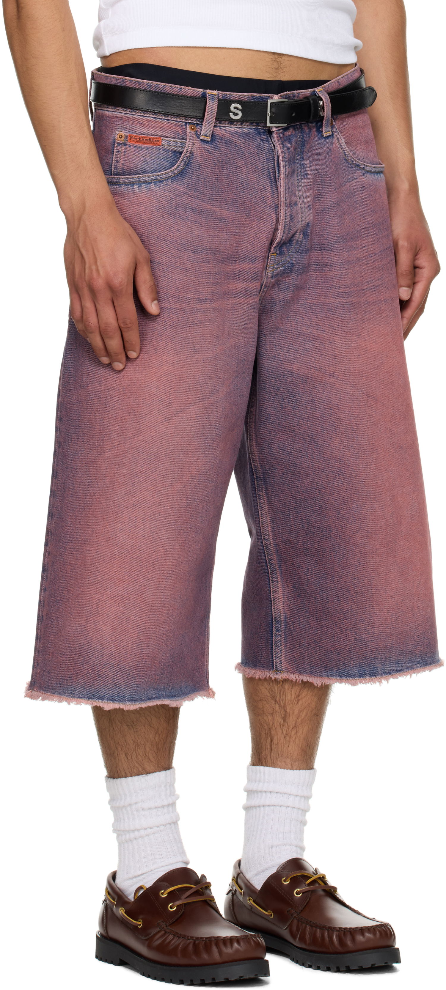 Šortky Martine Rose Martine Rose Frayed Denim Shorts Ružová | 247WD06115, 1