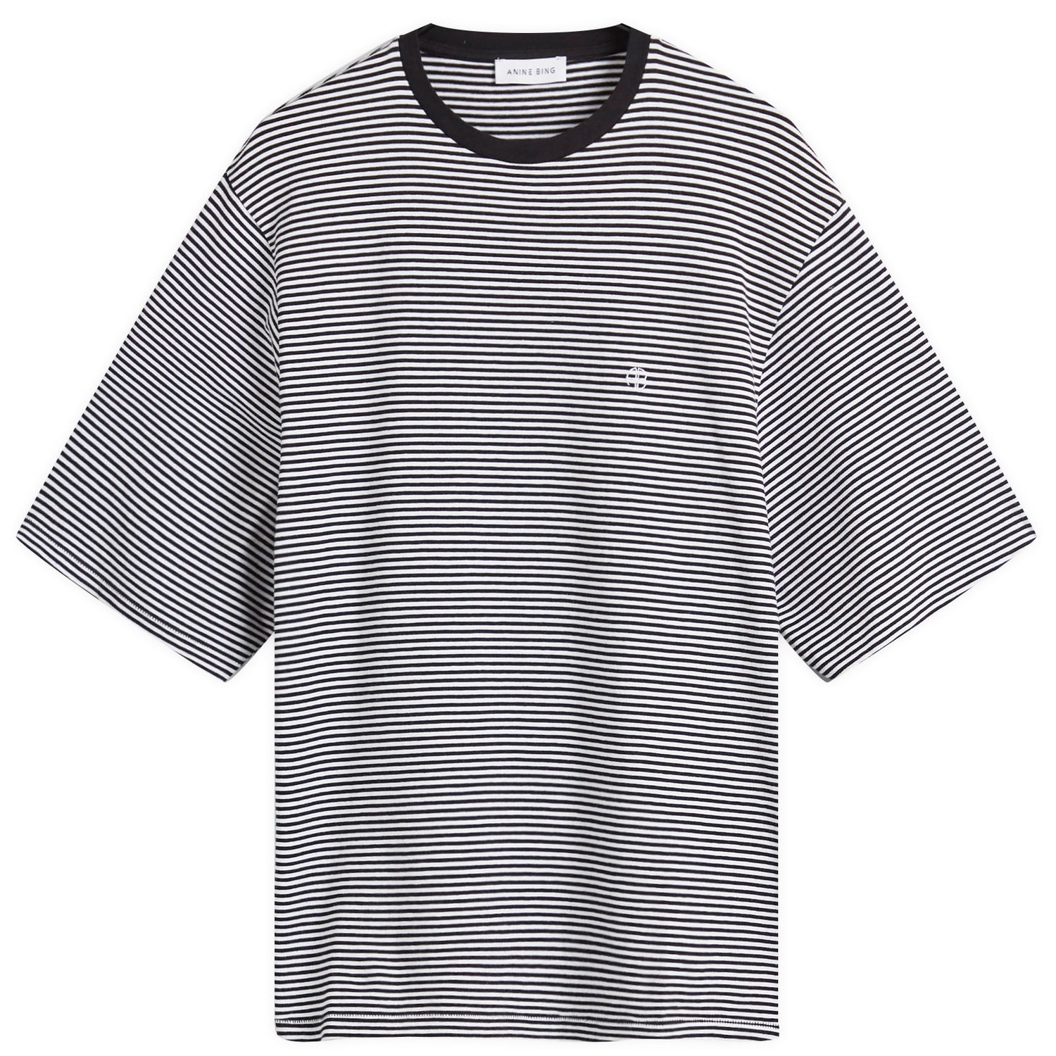 Tričko Anine Bing Striped T-Shirt With Short Sleeves And Round Neck Biela | A-08-2394-074, 0