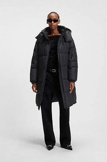 Parka BOSS Water-repellent Padded Parka Jacket with Detachable Hood Čierna | 50546807, 1