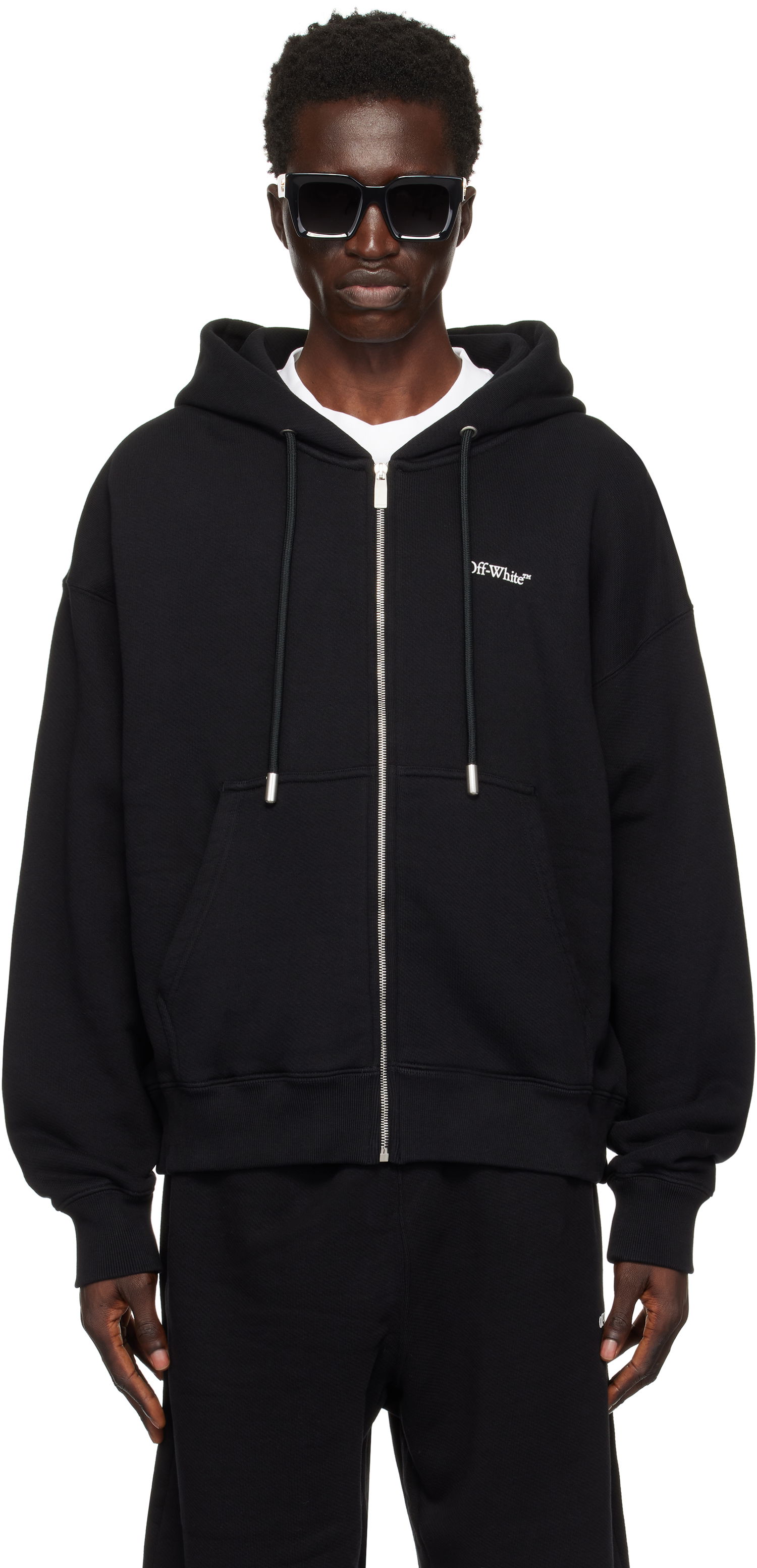Mikina Off-White Windy Arrow Zip Hoodie Čierna | OMBE015F24FLE0011001, 0