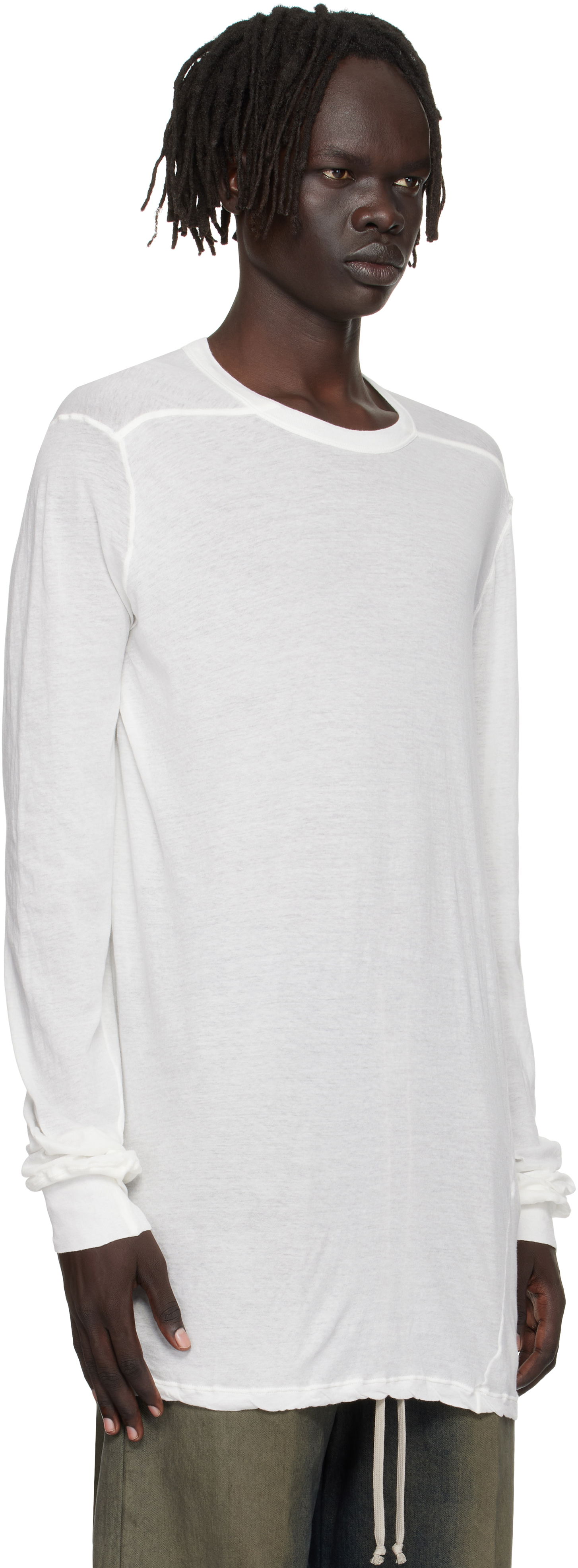 Tričko Rick Owens Rick Owens Concordians Level Long Sleeve T-Shirt Biela | RU02E1266 UC, 1