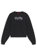 Cropped cotton-terry sweatshirt with embroidered HUGO heart logo