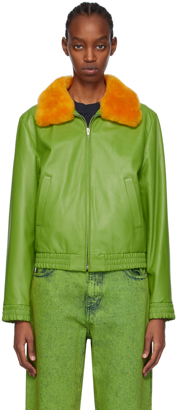 Bunda Marni Zip Shearling Jacket Zelené | JUMY0064QU ULA736, 0