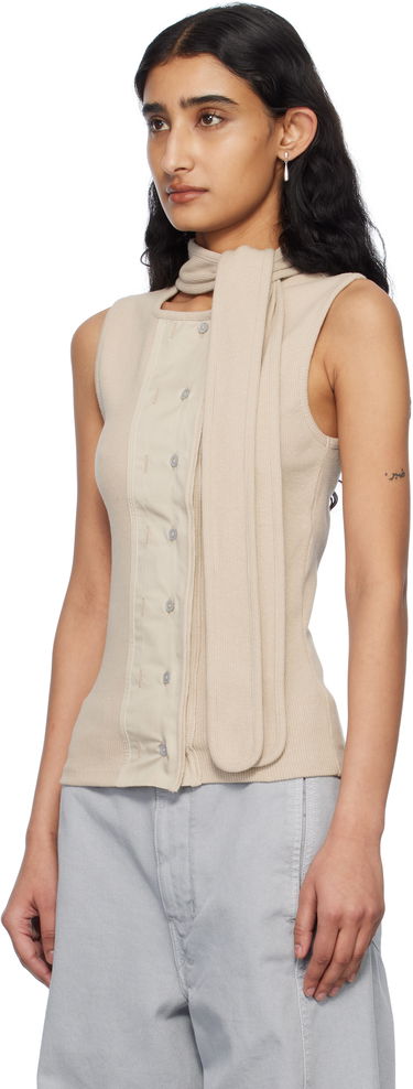 Tielko LEMAIRE Lemaire Asymmetrical Fitted Tank Top Béžová | TO1351 LJ1030, 3