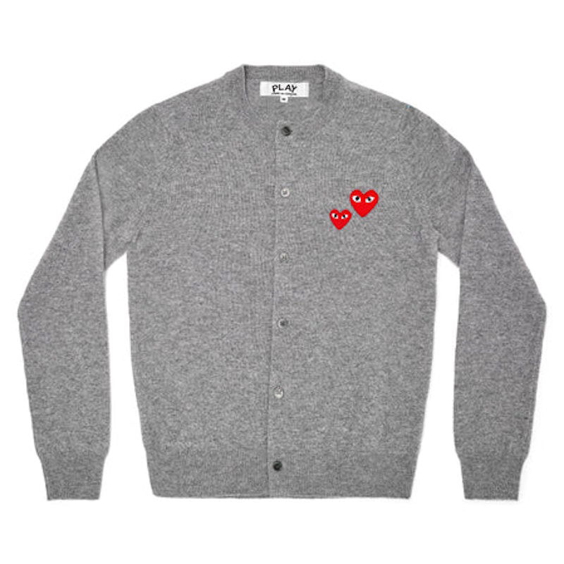 Sveter Comme des Garçons Play Double Heart Cardigan Šedá | AZ-N071-051-1