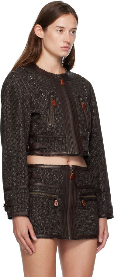 Bunda R13 R13 Stitch Detail Cropped Crewneck Jacket Hnedá | R13WR449-R567A, 1