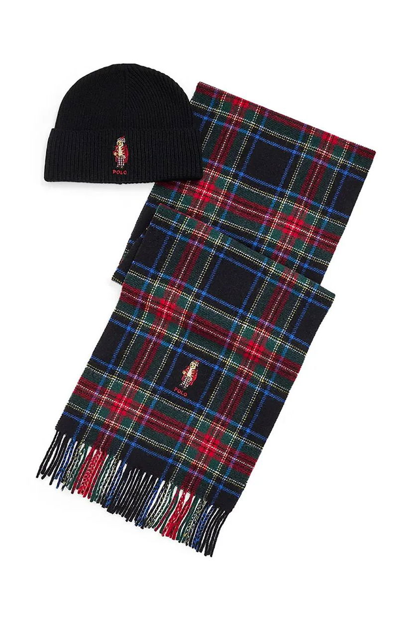 Šál Polo by Ralph Lauren Woolen Hat & Scarf Set Čierna | 449959531