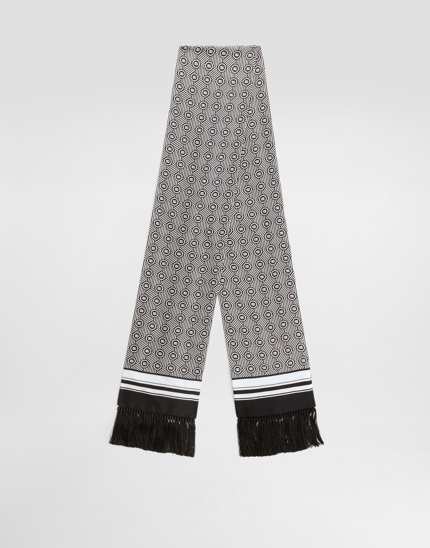 Šál Dolce & Gabbana Dolce & Gabbana Silk Twill Scarf with Micro-design and Logo Čierna | GQ214EG0WV0HH8RN, 0