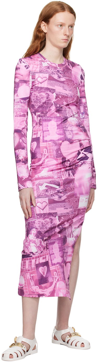 Šaty Moschino Moschino Jeans Graphic Maxi Dress Ružová | 0420 8254, 3