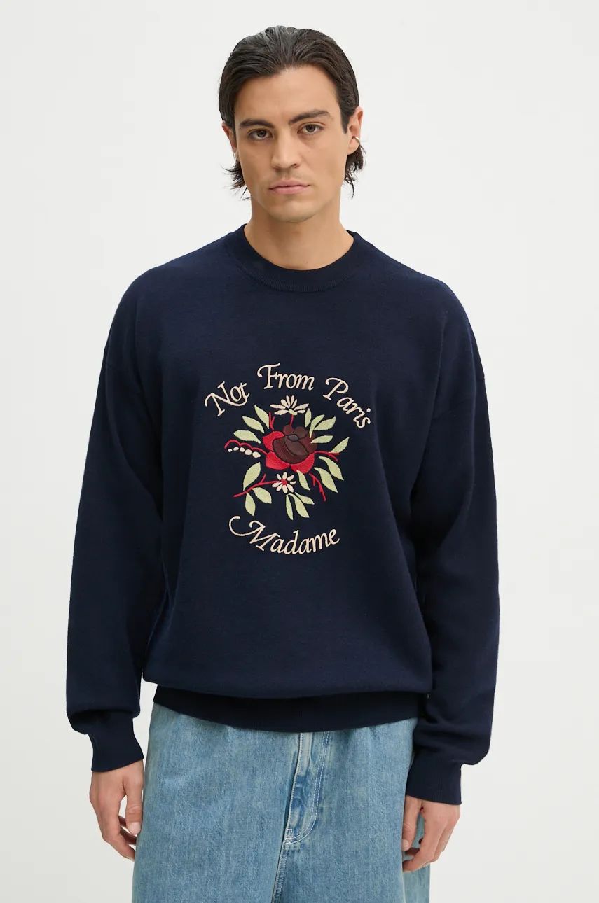 Sveter Drôle de Monsieur Embroidered Floral Graphic Sweatshirt Navy | E.PO162.WO007.NY, 0
