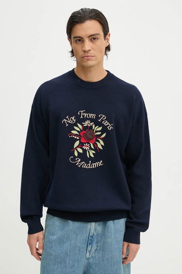 Sveter Drôle de Monsieur Embroidered Floral Graphic Sweatshirt Navy | E.PO162.WO007.NY, 0