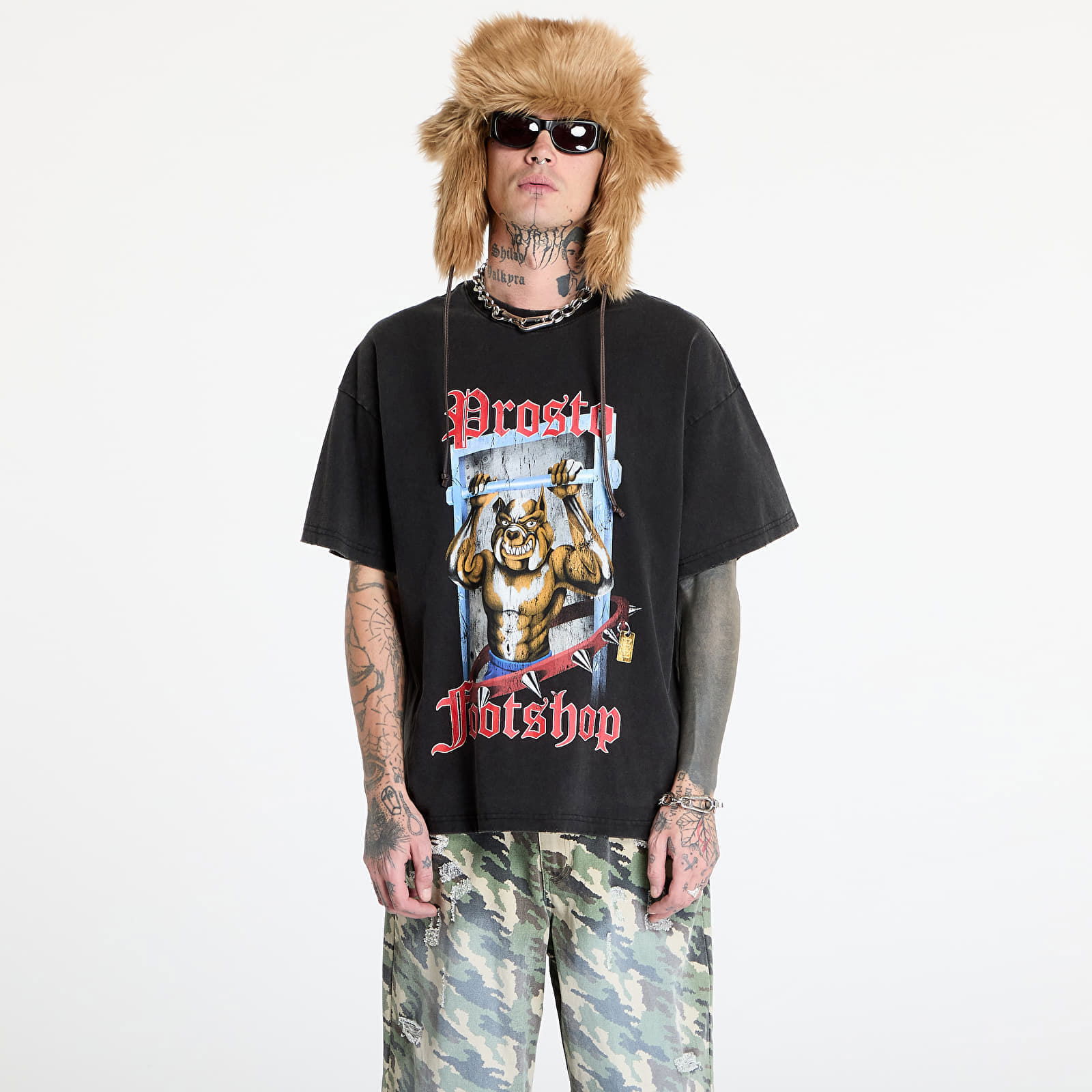 PROSTO x FTSHP Black Bulldog Graphic T-Shirt