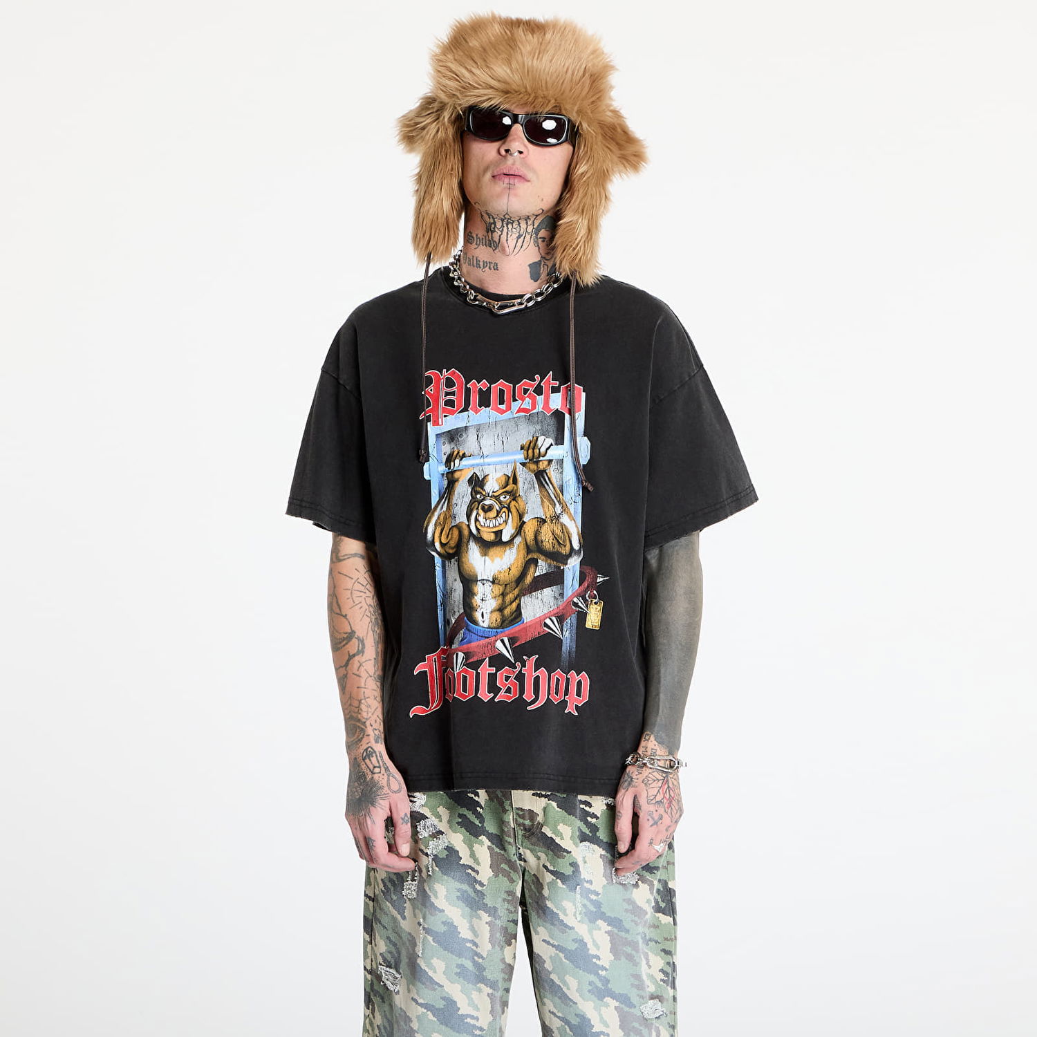 Tričko Footshop PROSTO x FTSHP Black Bulldog Graphic T-Shirt Čierna | FTSHP_415, 0