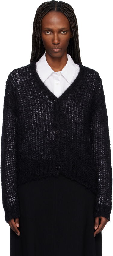 Sveter Max Mara Danza V-Neck Button-Up Open-Knit Cardigan Čierna | 2615341051600, 0